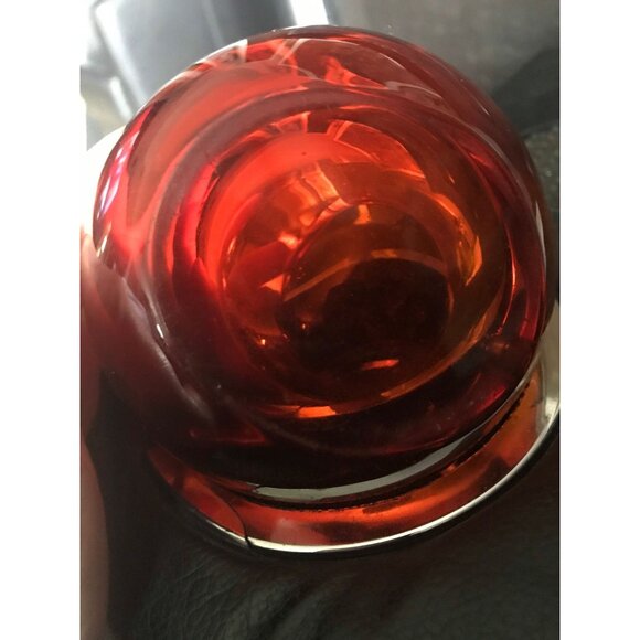 Murano Trinket Dish Ashtray 1966 Orange Round Heavy Venetian Glass Venezia Italy - Picture 3 of 3